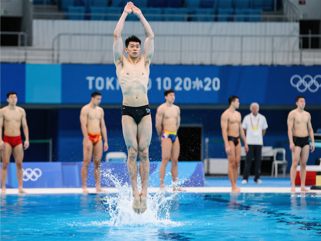 为备战男子10米跳台决赛，许多选手从动作